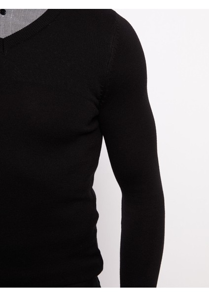 Yeni Sezon Gömlek Yaka Uzun Kollu Erkek Triko Kazak fırsatları