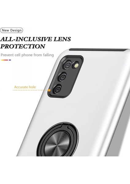 Samsung Galaxy A02S Kılıf Elit Yüzüklü Kapak - Gümüş fırsatları