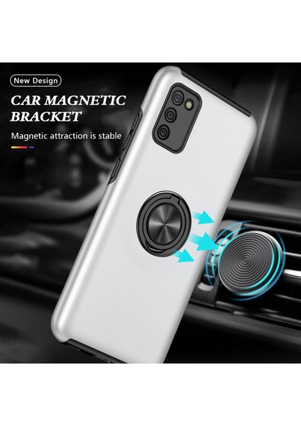 Samsung Galaxy A02S Kılıf Elit Yüzüklü Kapak - Gümüş indirimleri