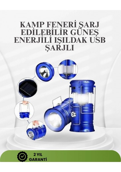 Güneş Enerjili Katlanabilir Kızaklı Kamp Feneri – USB Şarjlı, Çok Yönlü ve Dayanıklı Tasarım