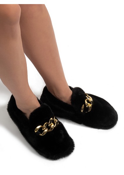 Angel Kadın Peluş Ev Ayakkabısı Siyah 37/41