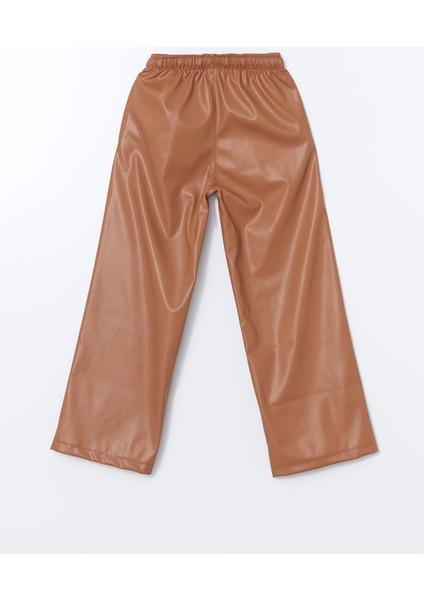 Yeni Sezon Beli Lastikli Deri Görünümlü Kız Çocuk Pantolon fiyatları