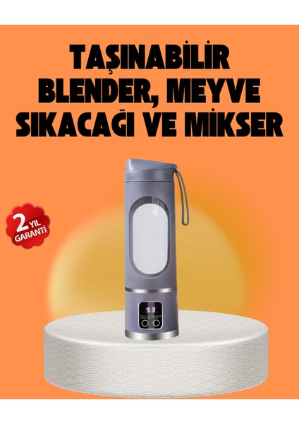 12 Bıçaklı Şarjlı Meyve Sıkacağı – Tip-C Taşınabilir Blender 450 ml - MCT4165-8260