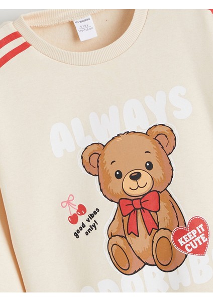 Yeni Sezon Bisiklet Yaka Kız Çocuk Kalın Sweatshirt 2'li modelleri