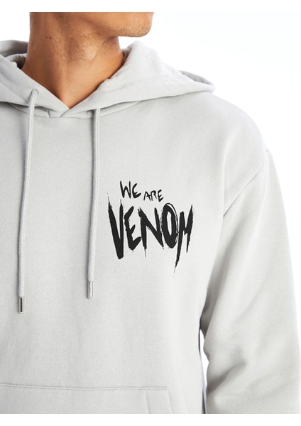 Yeni Sezon Uzun Kollu Venom Baskılı Erkek Kalın Hoodie modelleri