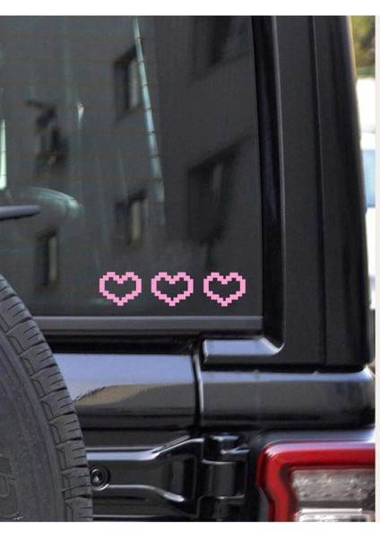 Kalp Desenli Araç, Araba, Oto, Motorsiklet, Kask, Laptop, Cam Sticker 6x5 cm 3'lü