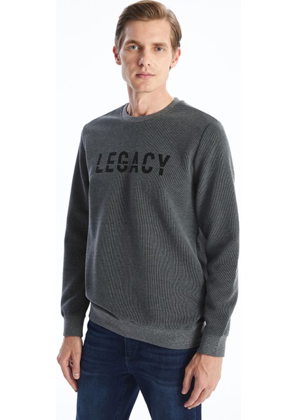 Yeni Sezon Bisiklet Yaka Uzun Kollu Baskılı Erkek Sweatshirt