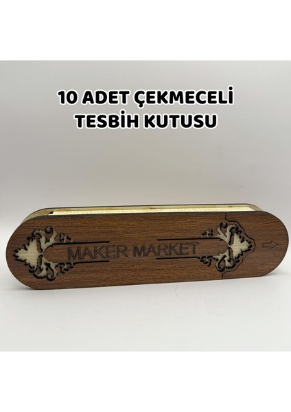 10 Adet Çekmeceli Tesbih Kutusu - Ceviz Model