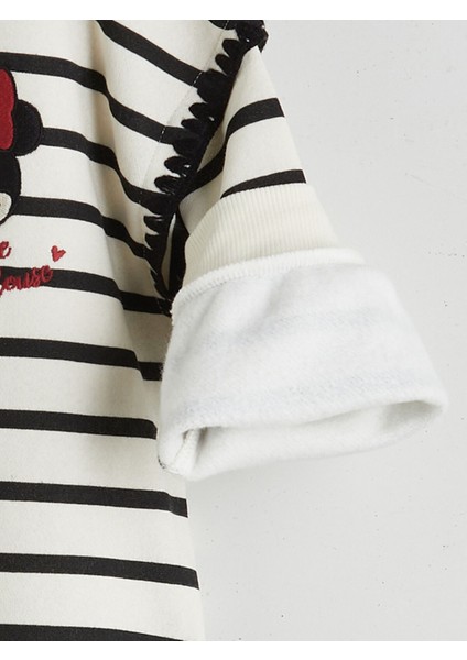 Yeni Sezon Bisiklet Yaka Minnie Mouse Baskılı Kız Çocuk Sweatshirt modelleri