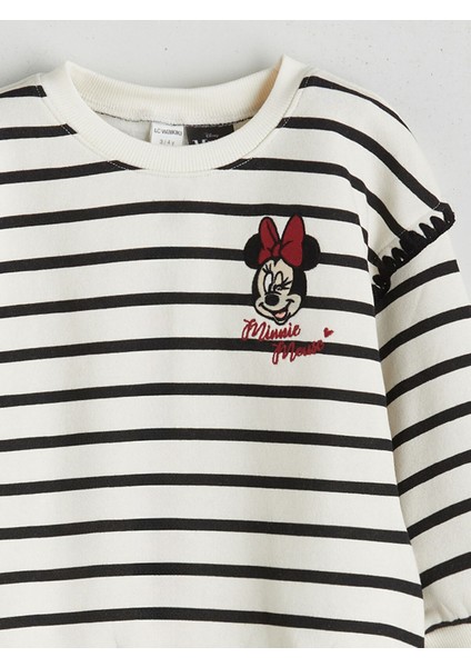 Yeni Sezon Bisiklet Yaka Minnie Mouse Baskılı Kız Çocuk Sweatshirt fırsatları