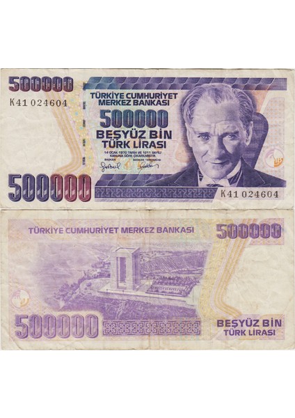 Türkiye Cumhuriyeti 7. Emisyon 4. Tertip 500.000 Lira K41 Çok Temiz