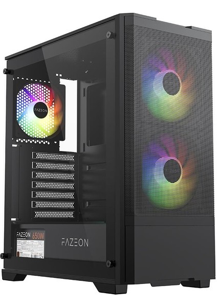 Fazeon F16A650BBM 650W 80+ Br 3x Argb Fan Atx 2xusb3.0 Siyah Gamıng Kasa