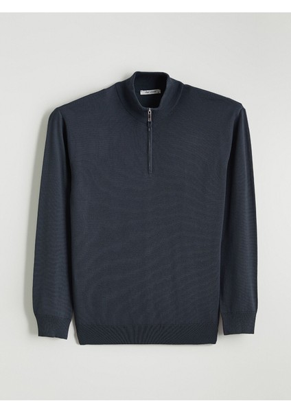 Yeni Sezon Fermuarlı Dik Yaka Erkek Triko Kazak