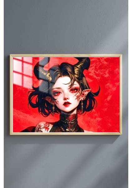 Anime Demon Çerçeveli Metal Poster Tablo modelleri