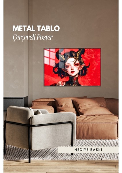Anime Demon Çerçeveli Metal Poster Tablo fırsatları