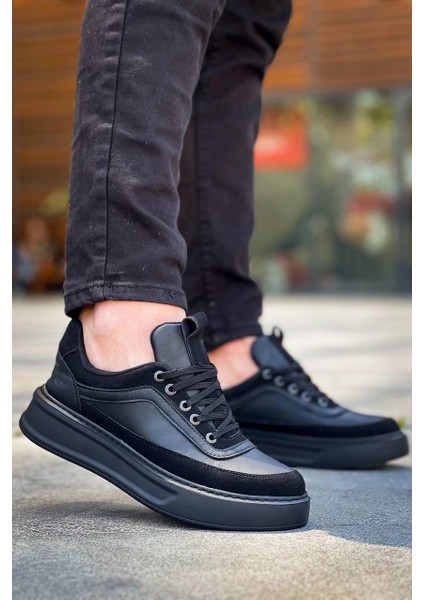 Nrtmsa KB-006 Kuback Siyah Cilt Siyah Yüksek Taban Bağcıklı Günlük Erkek Ayakkabı (Numara: 40)