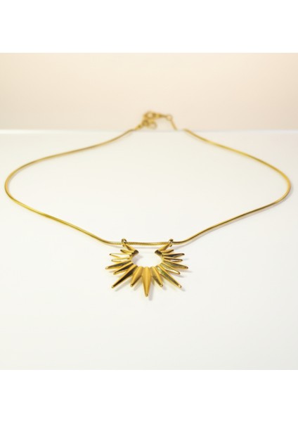 Çelik Altın Rengi Güneş Işını Kolye Yılan Zincirli Kararmaz Kaliteli modelleri