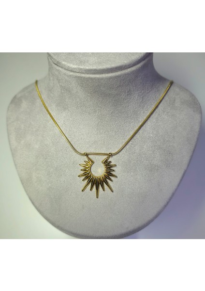 Çelik Altın Rengi Güneş Işını Kolye Yılan Zincirli Kararmaz Kaliteli fırsatları