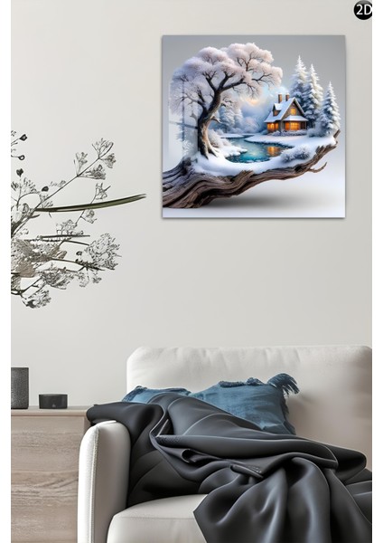 3D Görünümlü Temperli Cam Tablo – Kış Manzaralı Kulübe ve Donmuş Göl Uv Baskı 33X33 CM-CTK146 indirimleri