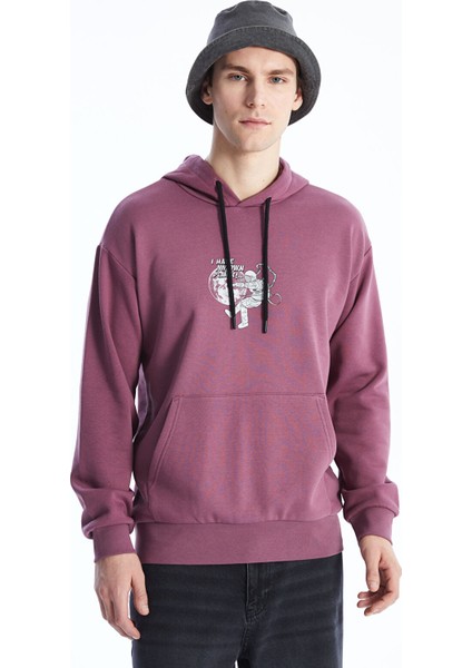 Yeni Sezon Uzun Kollu Baskılı Erkek Kalın Hoodie