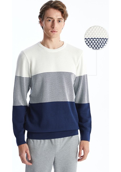 Yeni Sezon Bisiklet Yaka Uzun Kollu Renk Bloklu Erkek Triko Kazak