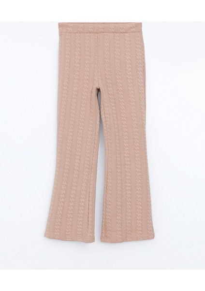 Yeni Sezon Beli Lastikli Kız Çocuk Dokulu Tayt