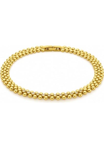 Kadın Tam Tur Xuping Bileklik - Beyaz Zirkon Taşlı - Altın Renk