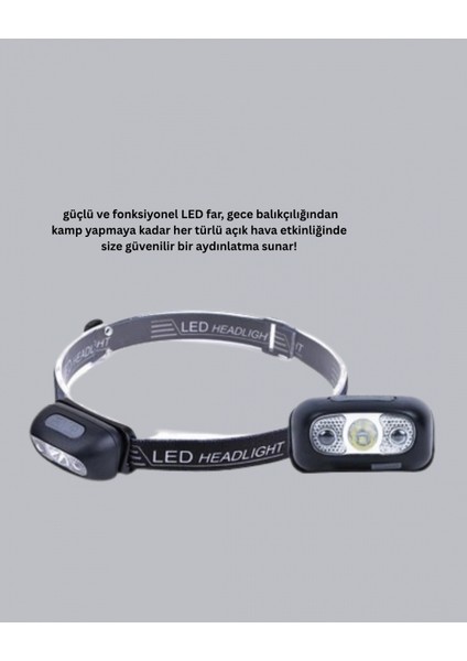 Şarjlı LED Kafa Feneri | 4 Modlu Akıllı Sensörlü Far | Su Geçirmez Ipx5 Kamp ve Balıkçı Lambası modelleri