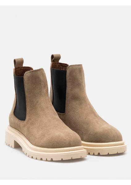 Kum Beji Hakiki Deri Süet Lastikli Chealsea Kadın Bot fiyatları