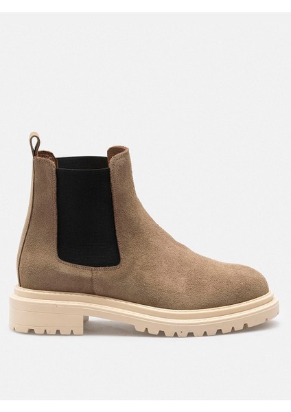 Kum Beji Hakiki Deri Süet Lastikli Chealsea Kadın Bot modelleri