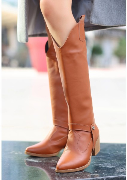 Nrtmsa Milla Taba Cilt Tak Çıkar Topuklu Bot ve Çizme (Numara: 37)