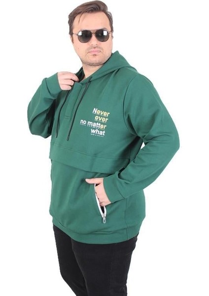 Büyük Beden Kapüşonlu Sweat Double Face Never 25706 Neftı