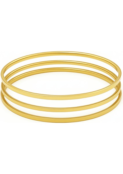 Kadın Çelik Ajda Bileklik - 3 Lü Model - Altın Renk