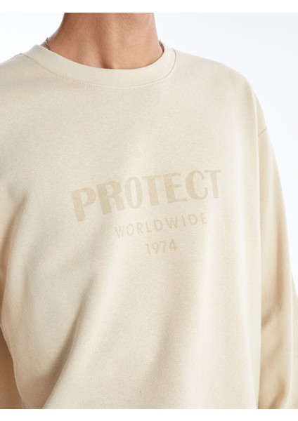 Yeni Sezon Bisiklet Yaka Baskılı Erkek Kalın Sweatshirt modelleri