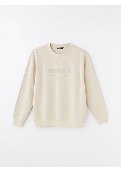 Yeni Sezon Bisiklet Yaka Baskılı Erkek Kalın Sweatshirt indirimleri