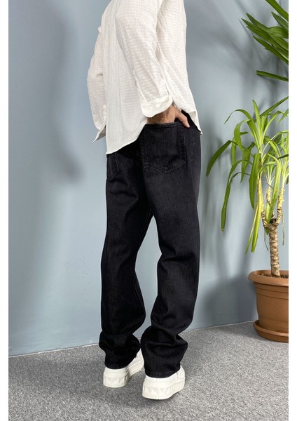 Taşlanmış Siyah Baggy Fit Jean Pantolon modelleri