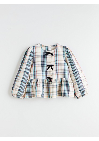 Yeni Sezon Bisiklet Yaka Ekose Kız Çocuk Gömlek