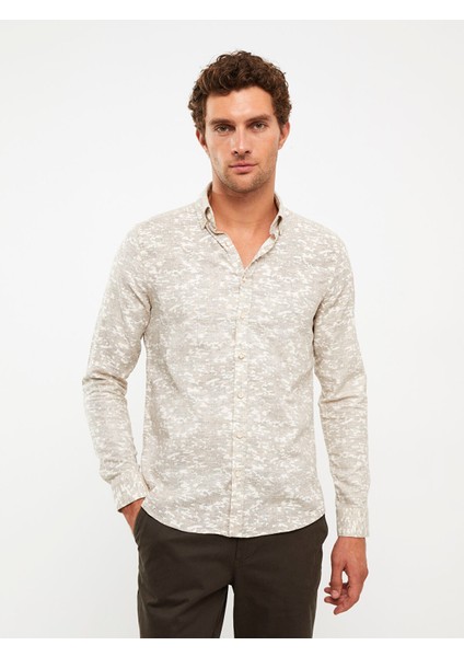 Yeni Sezon Slim Fit Uzun Kollu Desenli Erkek Gömlek