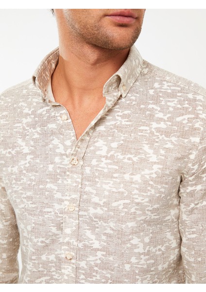 Yeni Sezon Slim Fit Uzun Kollu Desenli Erkek Gömlek fırsatları