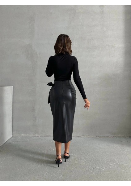 Lvsqvr Kuşaklı Uzun Deri Etek Siyah H26414 (Beden: L) fiyatları