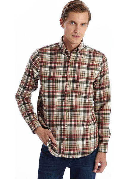 Yeni Sezon Regular Fit Uzun Kollu Ekose Gabardin Erkek Gömlek