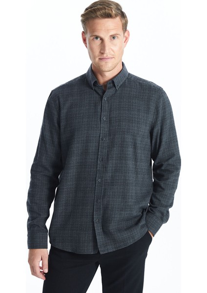 Yeni Sezon Regular Fit Uzun Kollu Armürlü Erkek Gömlek