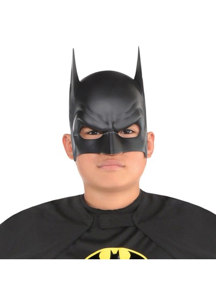 Nrtmsa Siyah Renk Çocuk Boy Arkadan Lastikli Batman Maskesi A Kalite 20X14 cm