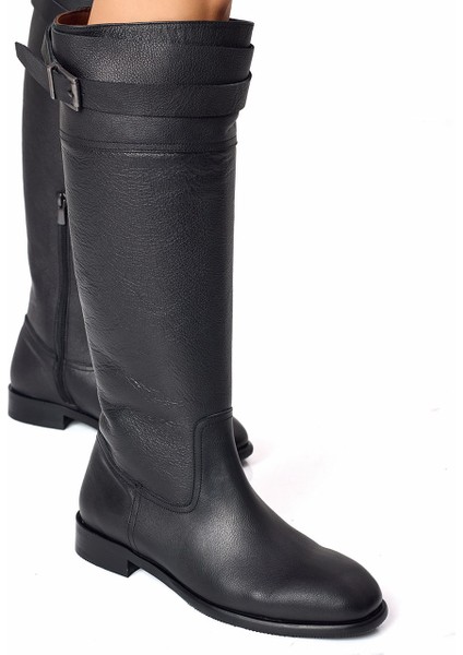 Kadın Hakiki Deri El Işçiliği Diz Altı Siyah Çizme fiyatları