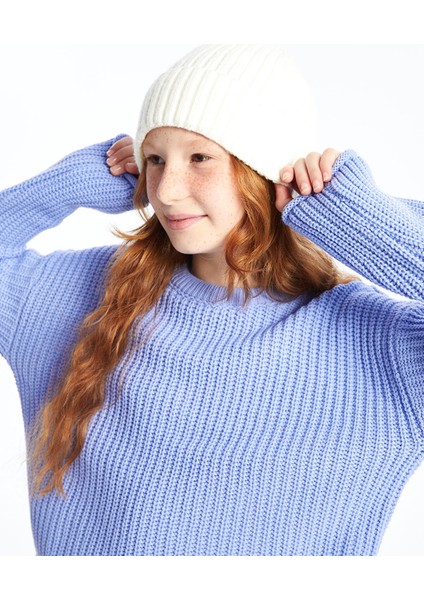 Yeni Sezon Bisiklet Yaka Uzun Kollu Kız Çocuk Triko Kazak