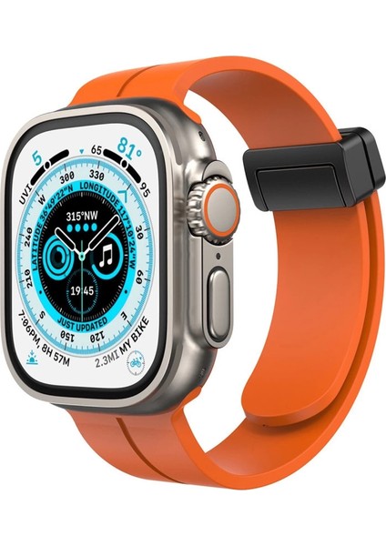 Apple Watch 42MM KR412 Elegance Stylısh Kordon - Turuncu