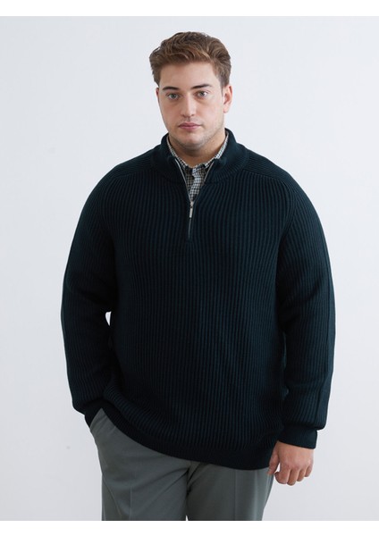 Yeni Sezon Büyük Beden Dik Yaka Erkek Triko Kazak