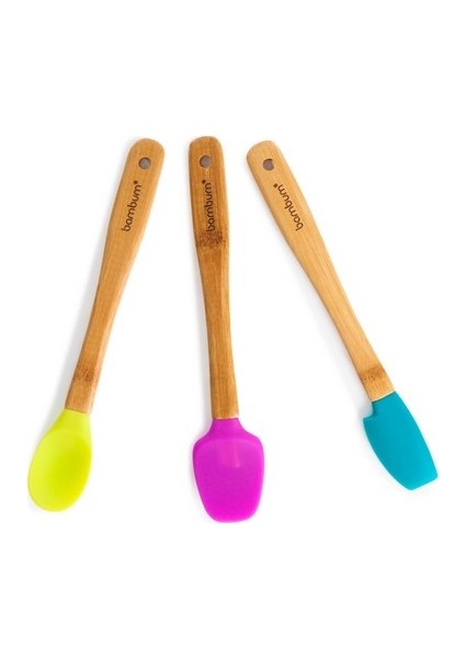 Silikon Uçlu Isıya Dayanıklı Bambu Spatula 3'lü Set