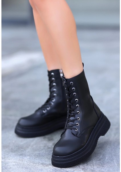 Nrtmsa Roxan Siyah Cilt Bağcıklı Bot (Numara: 38)