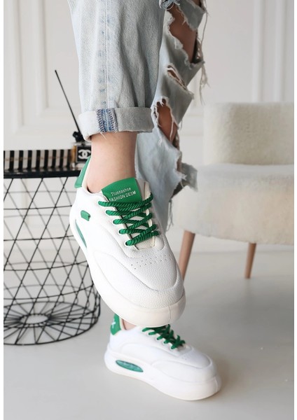 Nrtmsa Chris Beyaz Cilt Yeşil Detaylı Bağcıklı Spor Ayakkabı (Numara: 38) modelleri
